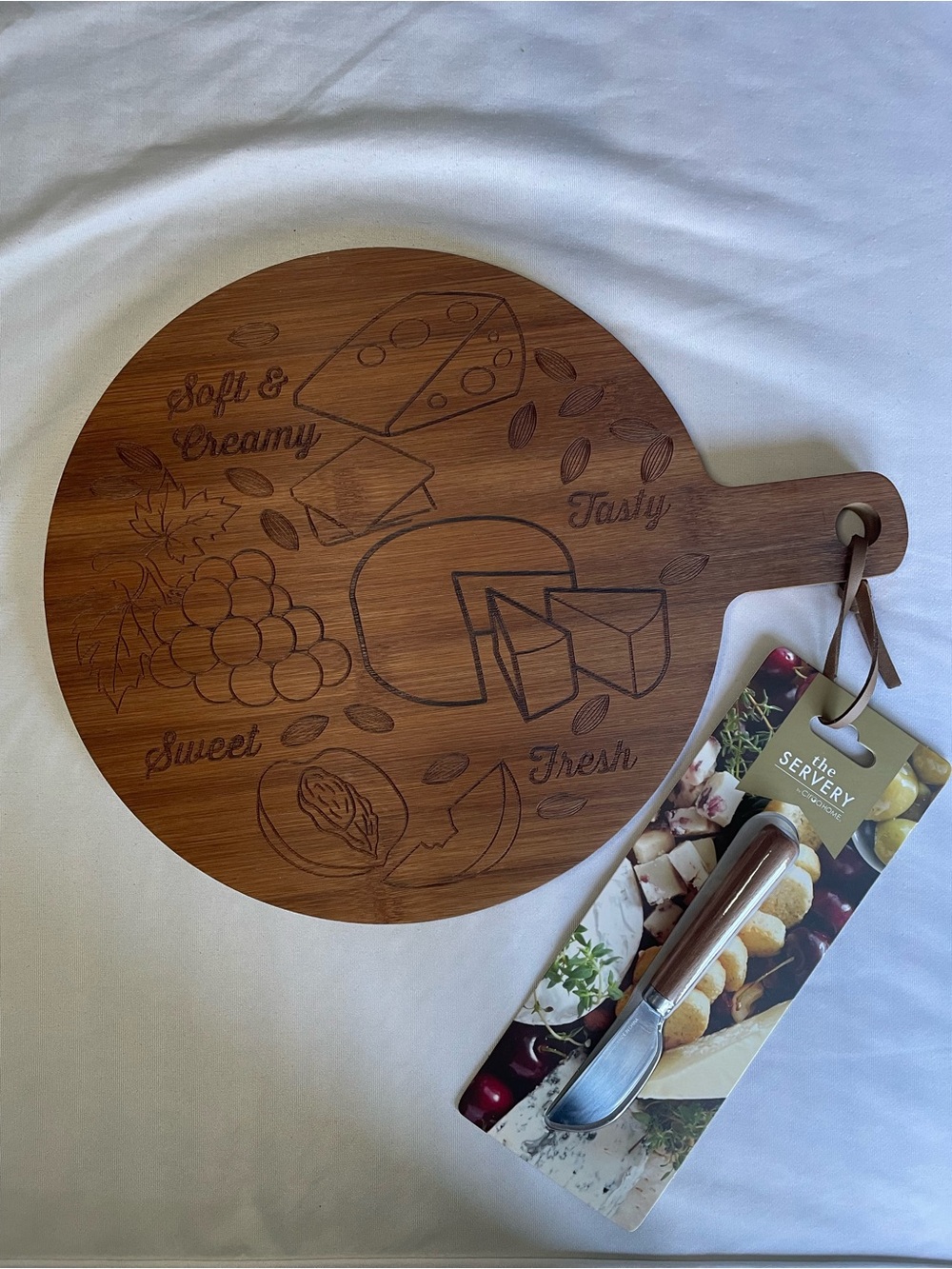 Bamboo Cheese Board Set in Brown